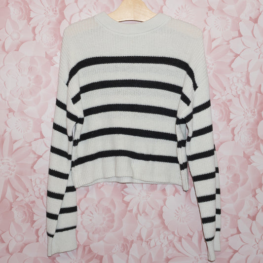 Knit B&W Striped Sweater Size 8-10