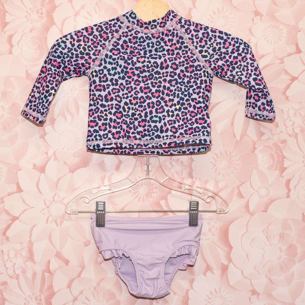 Rainbow Leopard Print Rashguard Swimsuit Size 3-6m