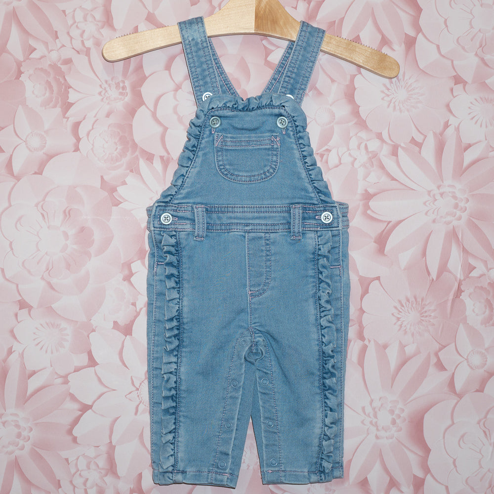 Ruffled Denim Overalls Size 3-6m