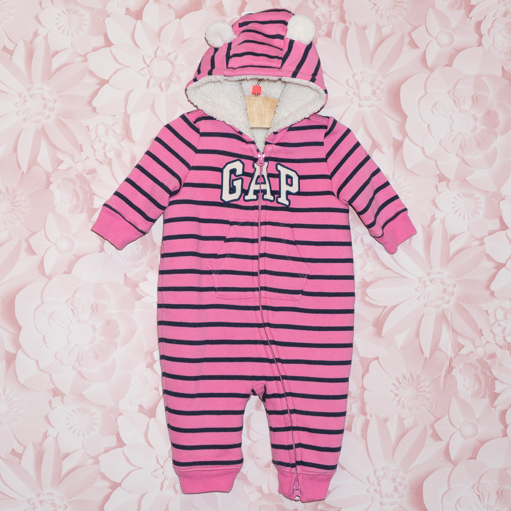 Pink Stripe Cozy Suit Size 0-3m