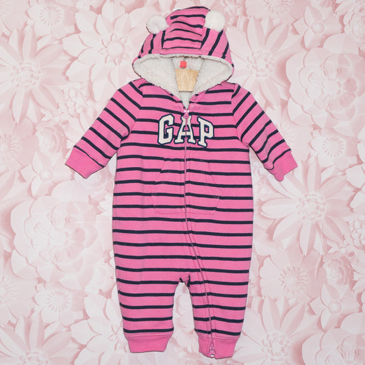 Pink Stripe Cozy Suit Size 0-3m
