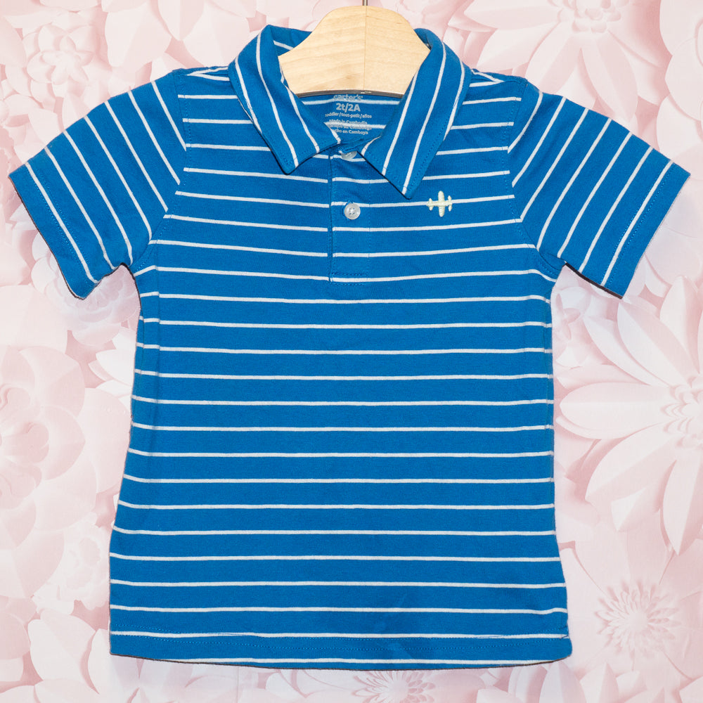 Blue Striped Polo Size 2T