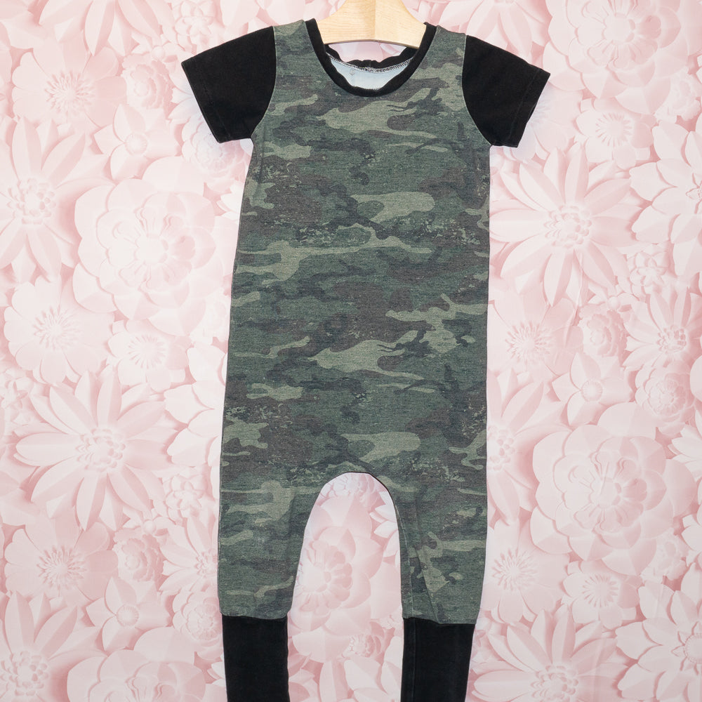 Camo Grow-With-Me Romper Size 2-3 (Estimated)