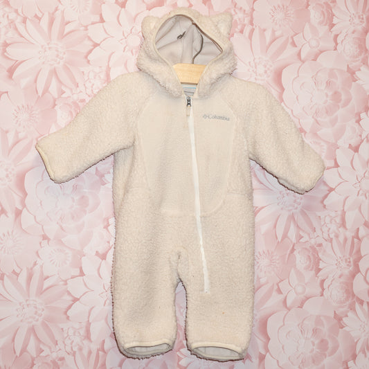 White Fuzzy Suit Size 3-6m