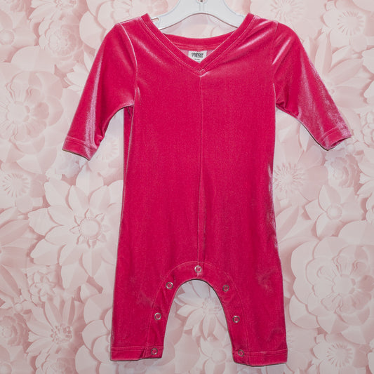 Pink Velour Romper Size 3-6m