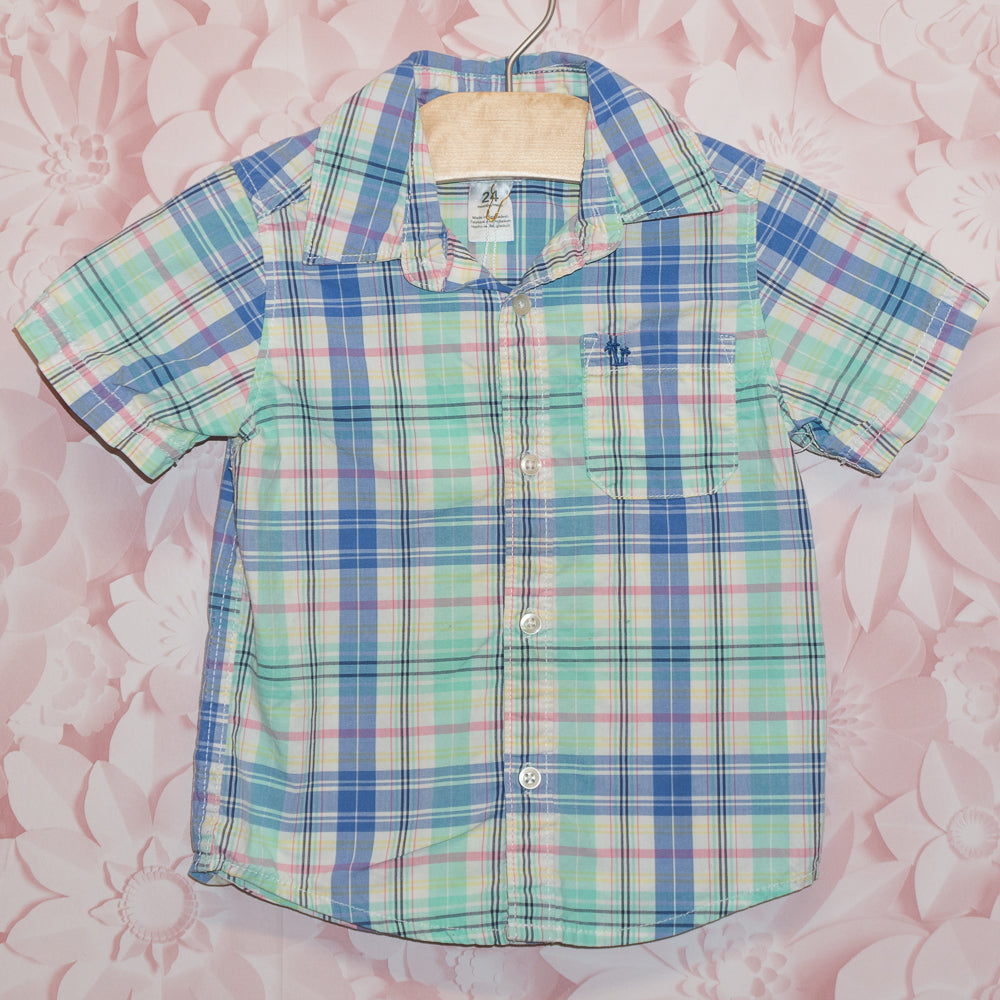 Pastel Plaid Shirt Size 24m