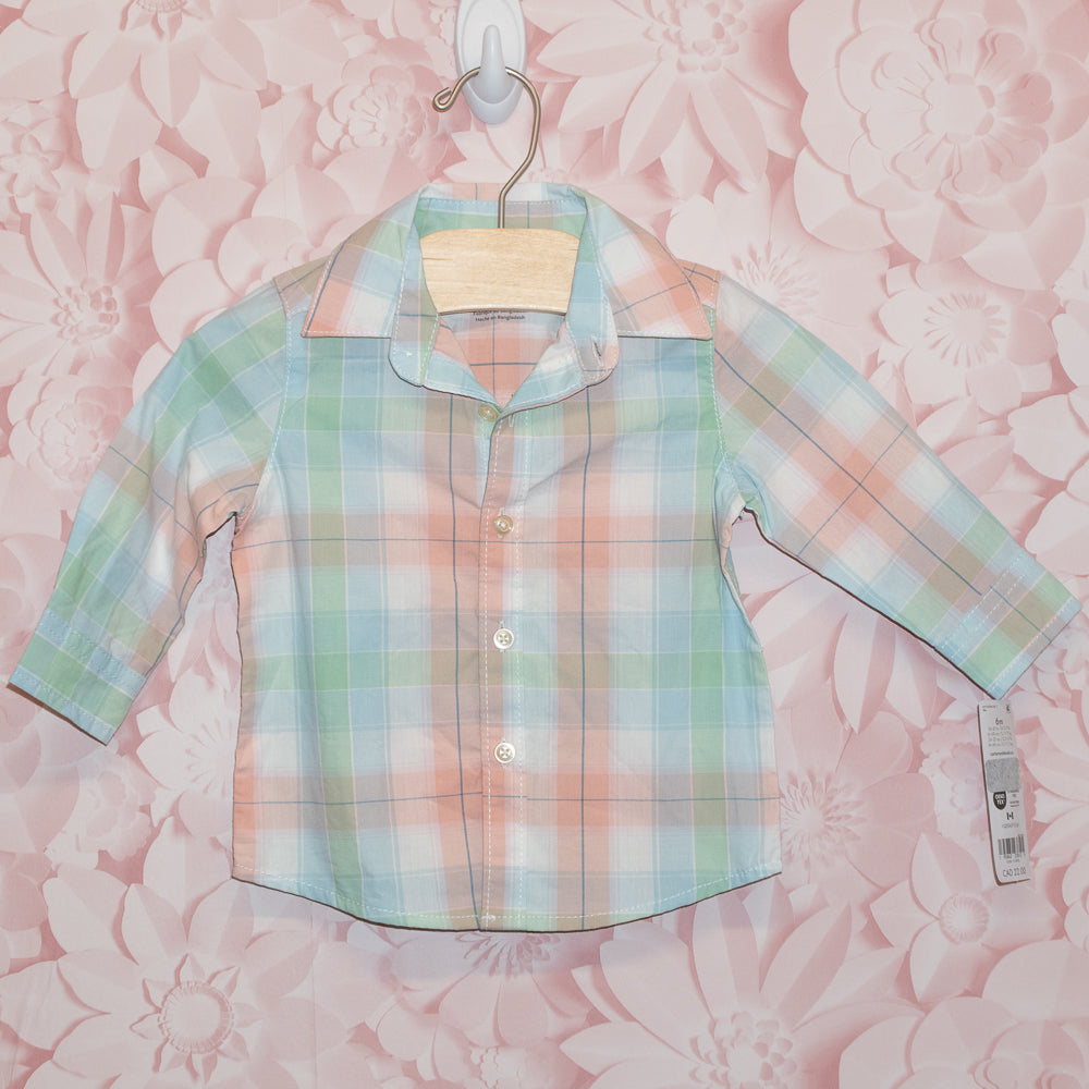 NWT Pastel Plaid Shirt Size 6m