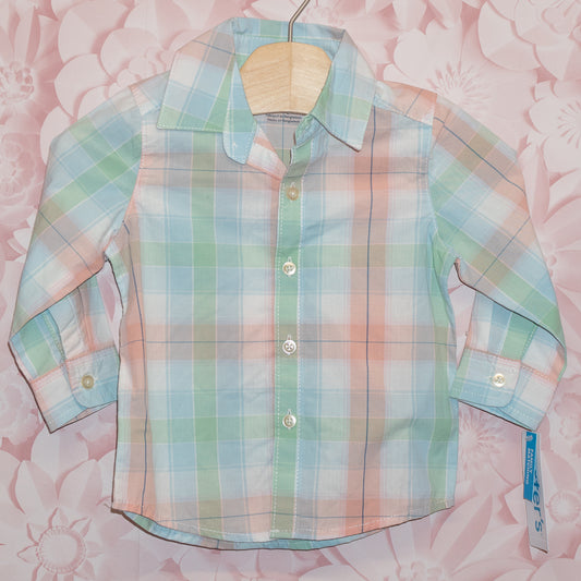NWT Pastel Plaid Shirt Size 12m