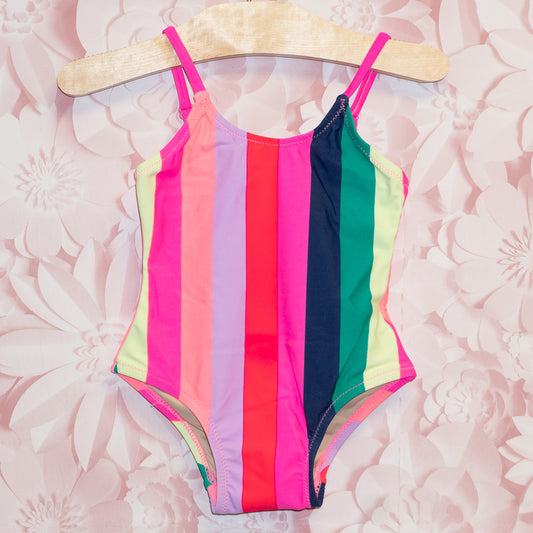 NWT Striped Swimsuit with Fringe Skirt Size 12-18m