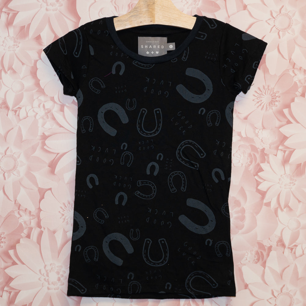 NWOT Good Luck Tee Size L (6-7)