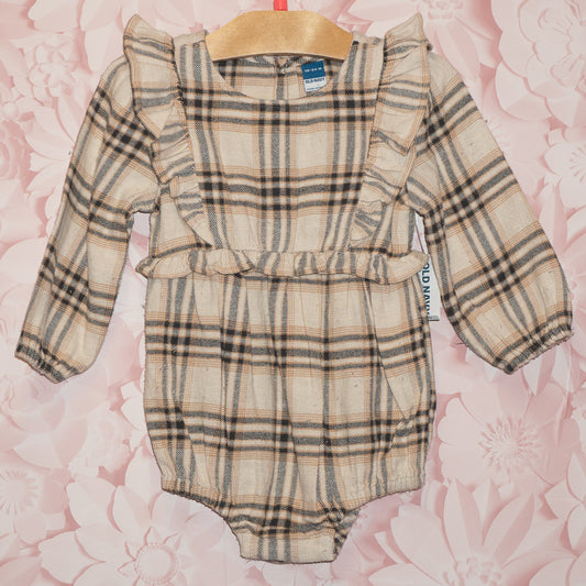 NWT Plaid Flannel Romper Size 18-24m