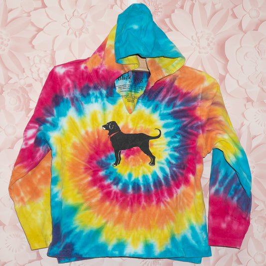 Rainbow Tie Dye Black Dog Hoodie Size 3T
