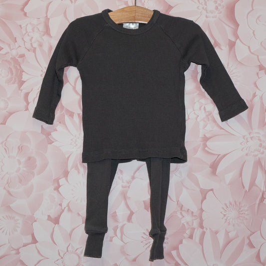 Gray Ribbed Set Size 6-12m