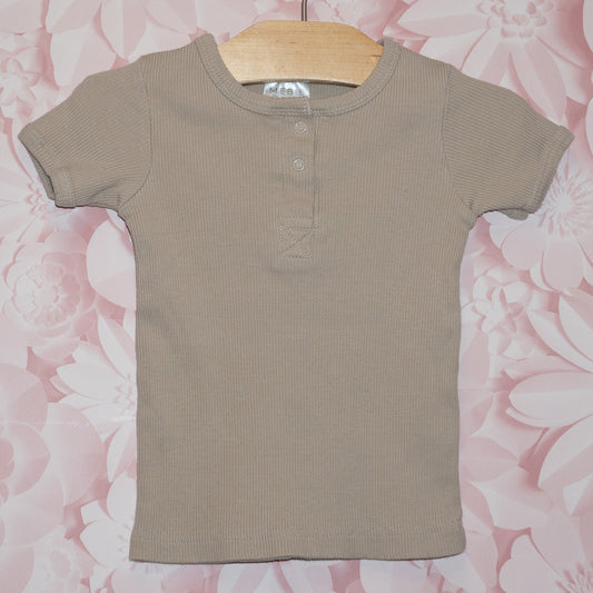 Beige Ribbed Tee Size 6-12m