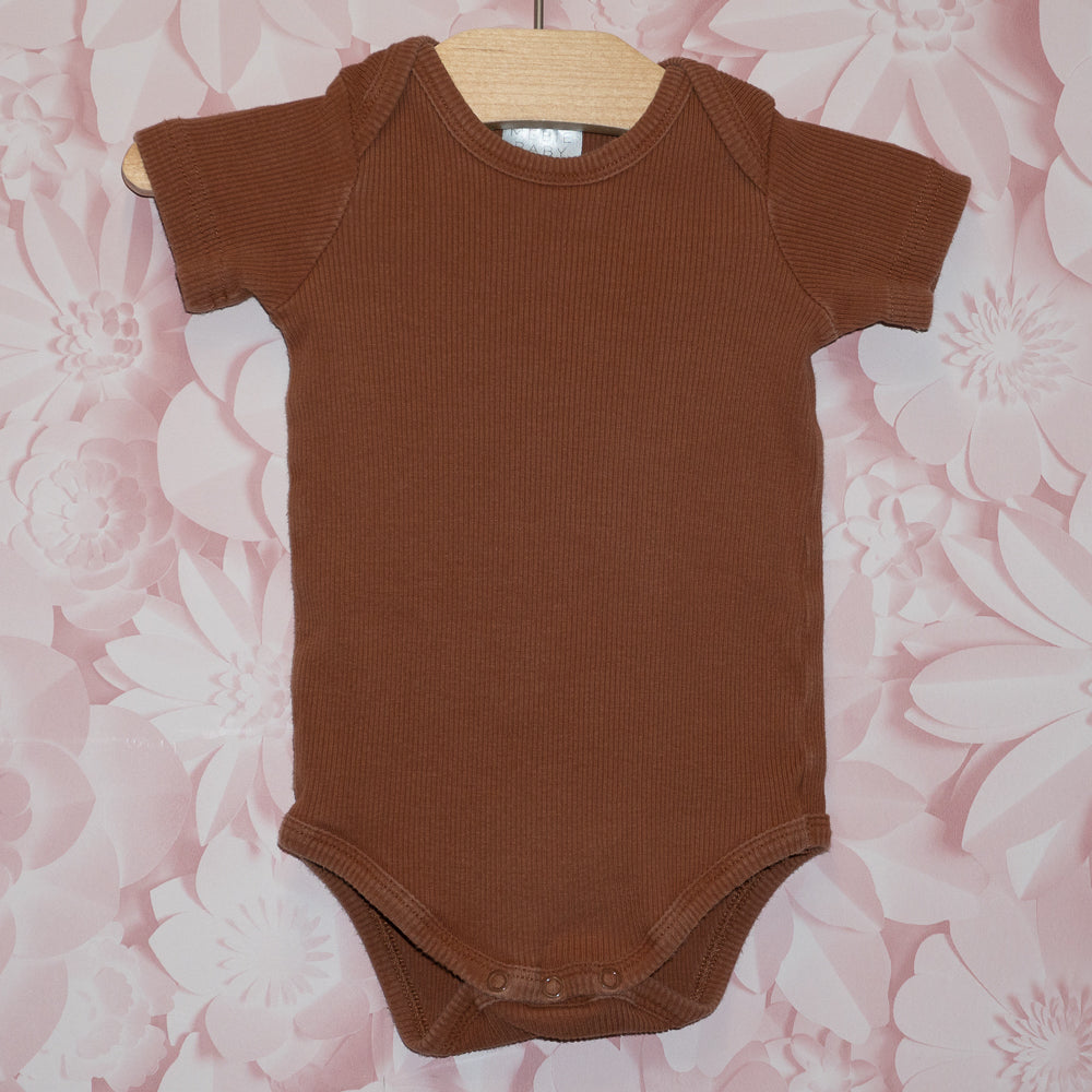 Brown Ribbed Onesie Size 6-12m