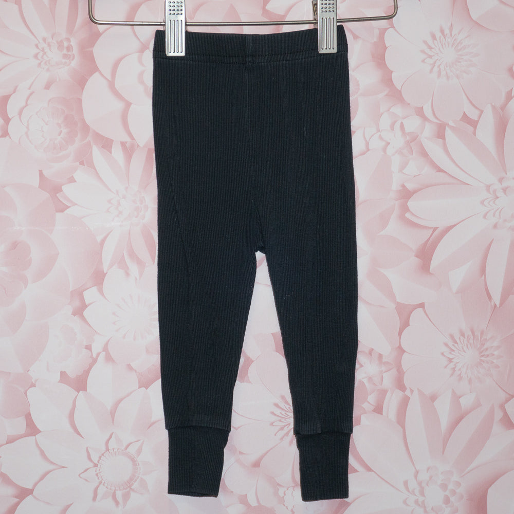 Black Ribbed Leggings Size 6-12m
