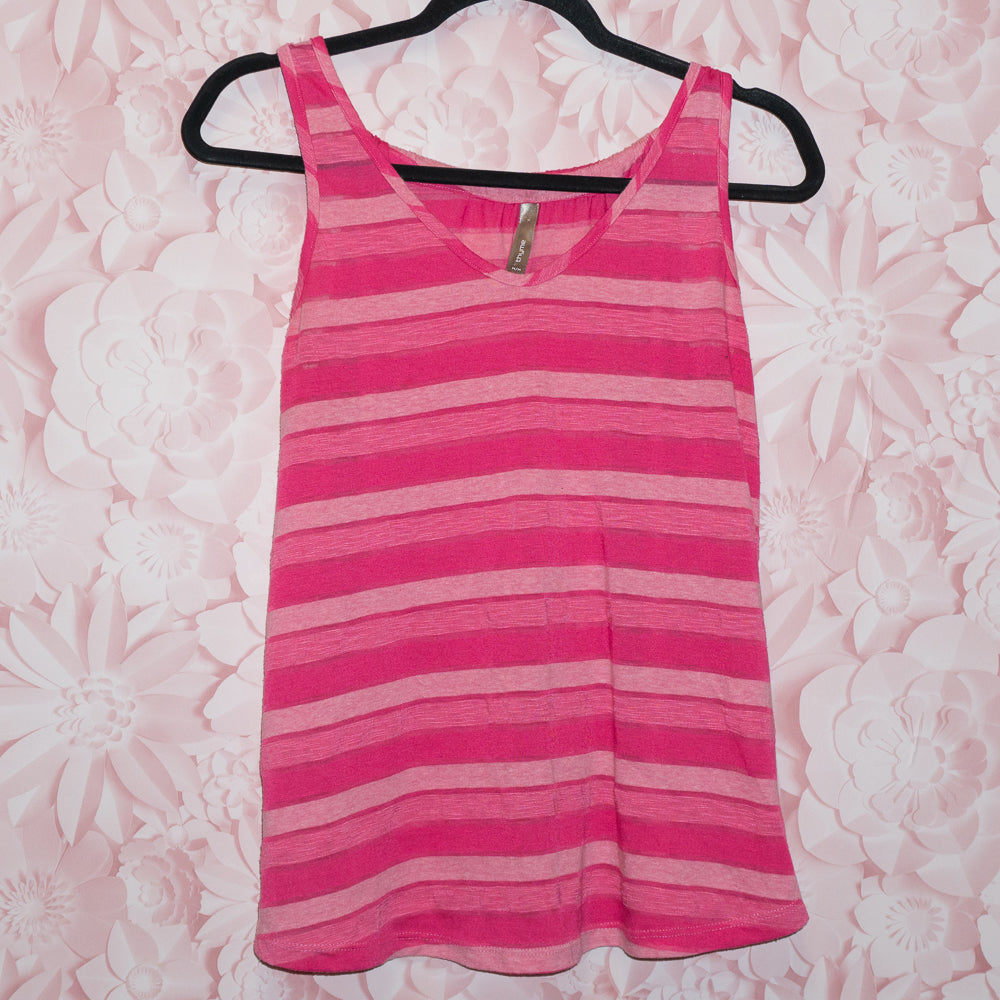 Sheer Striped Pink Maternity Tank Size M