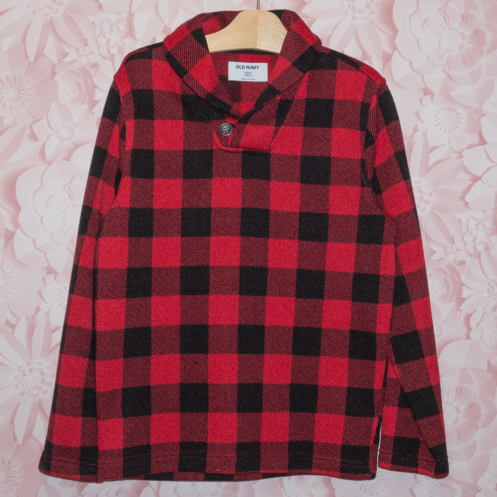 Buffalo Plaid Button Neck Sweater Size 10-12