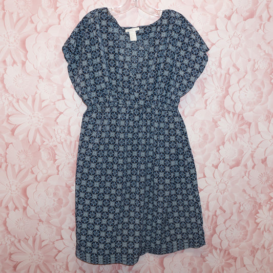 Blue Patterned Maternity/Nursing Dress Size M