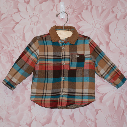 Plaid Fleece-Lined Shacket Size 6-12m