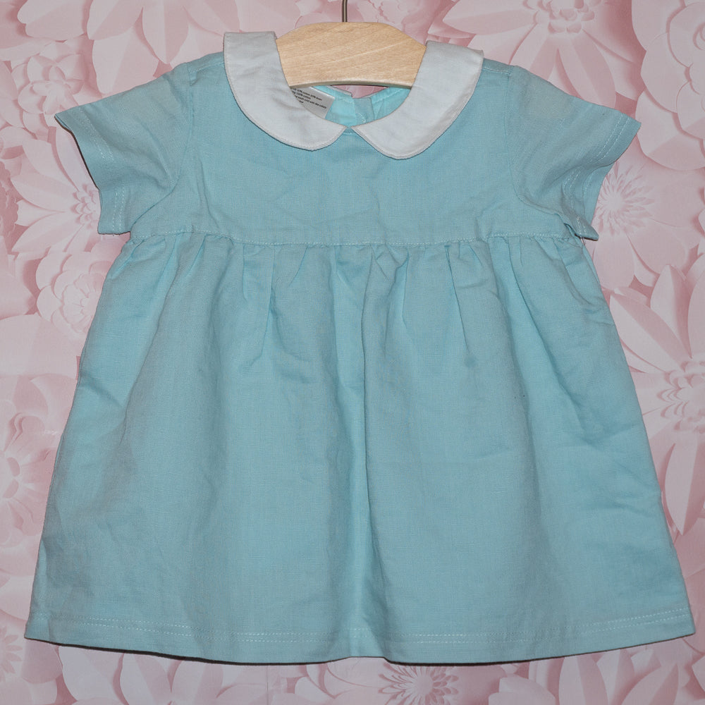 Blue Linen Dress Size 6-12m