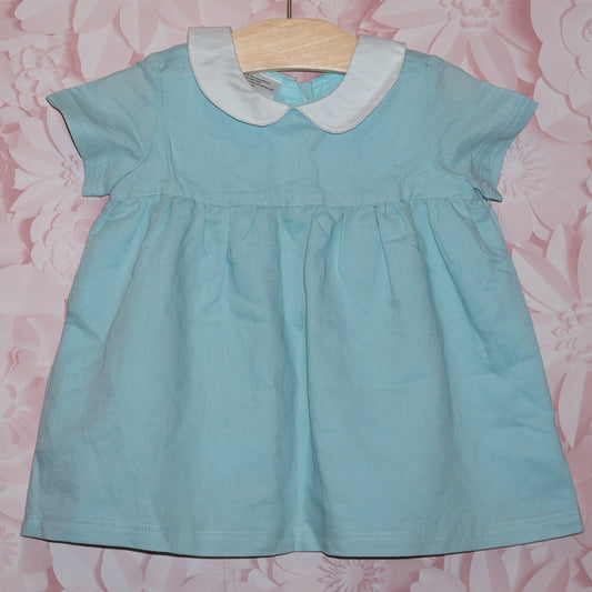 Blue Linen Dress Size 6-12m