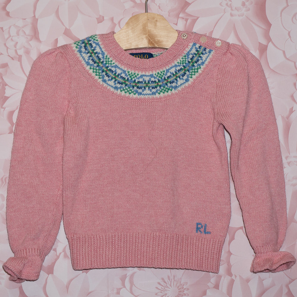 Fair Isle Neck Knit Sweater Size 4T