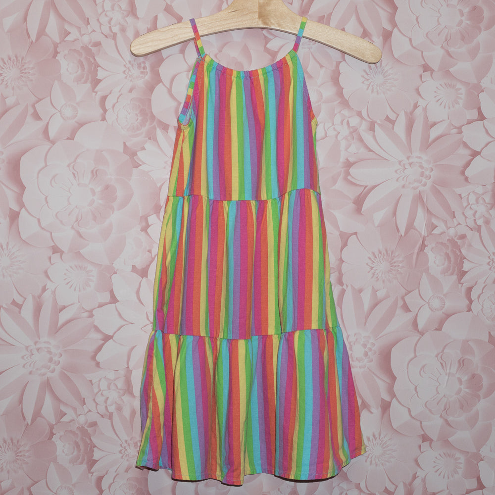 Linen Rainbow Stripe Dress Size 6