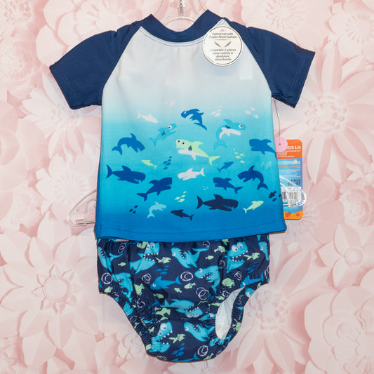 NWT Shark Swim Diaper Set Size 12-18m