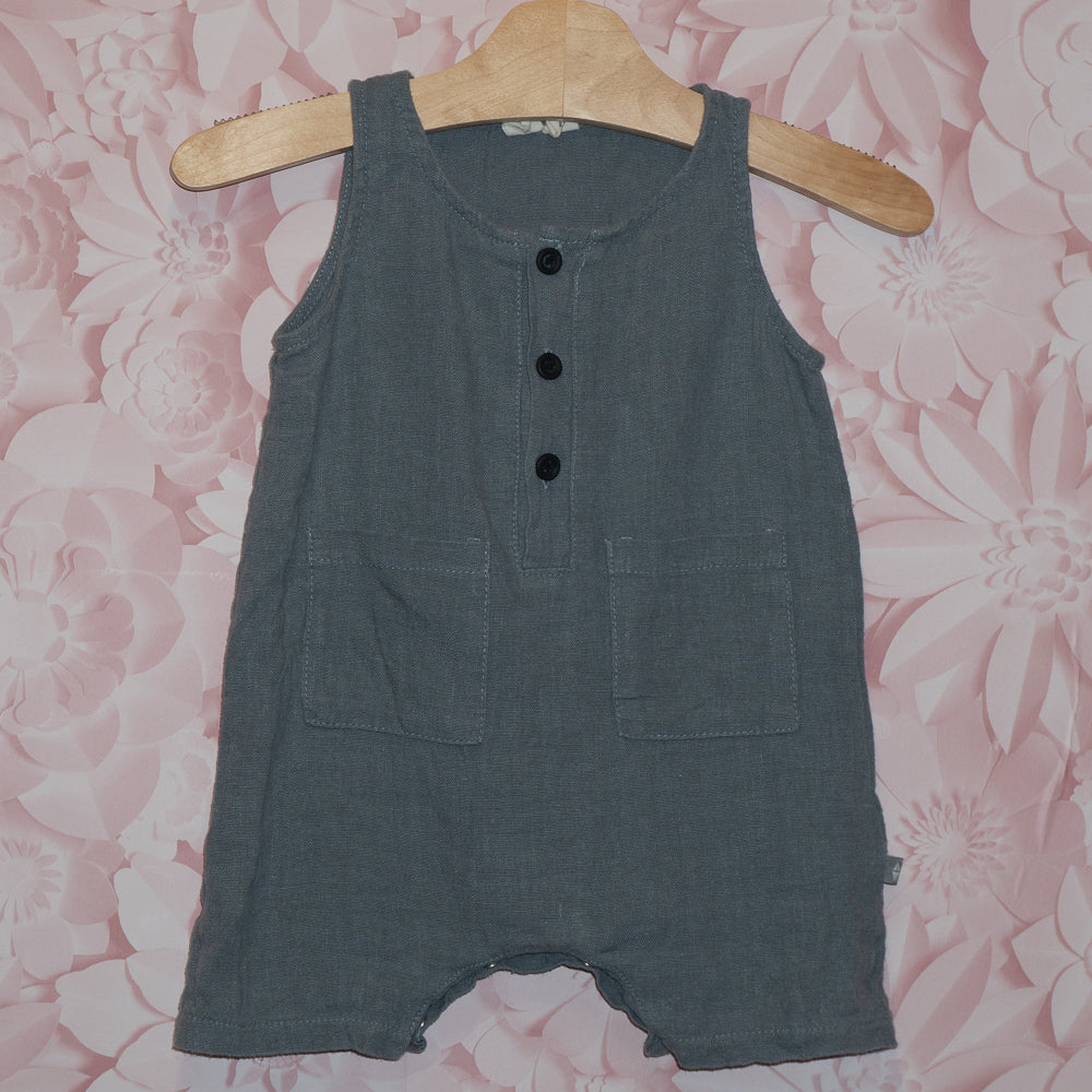 Gray Linen Romper Size 12-18m