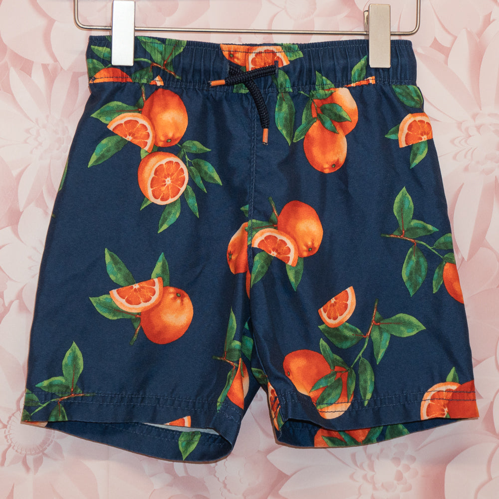 Orange Print Swim Trunks Size 4