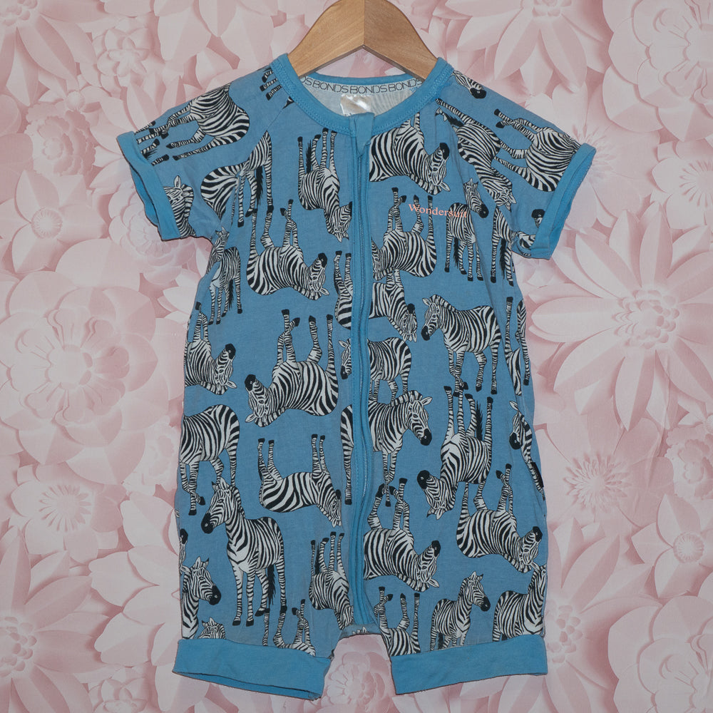 Zebra Shortie Bonds Wondersuit Size 18-24m