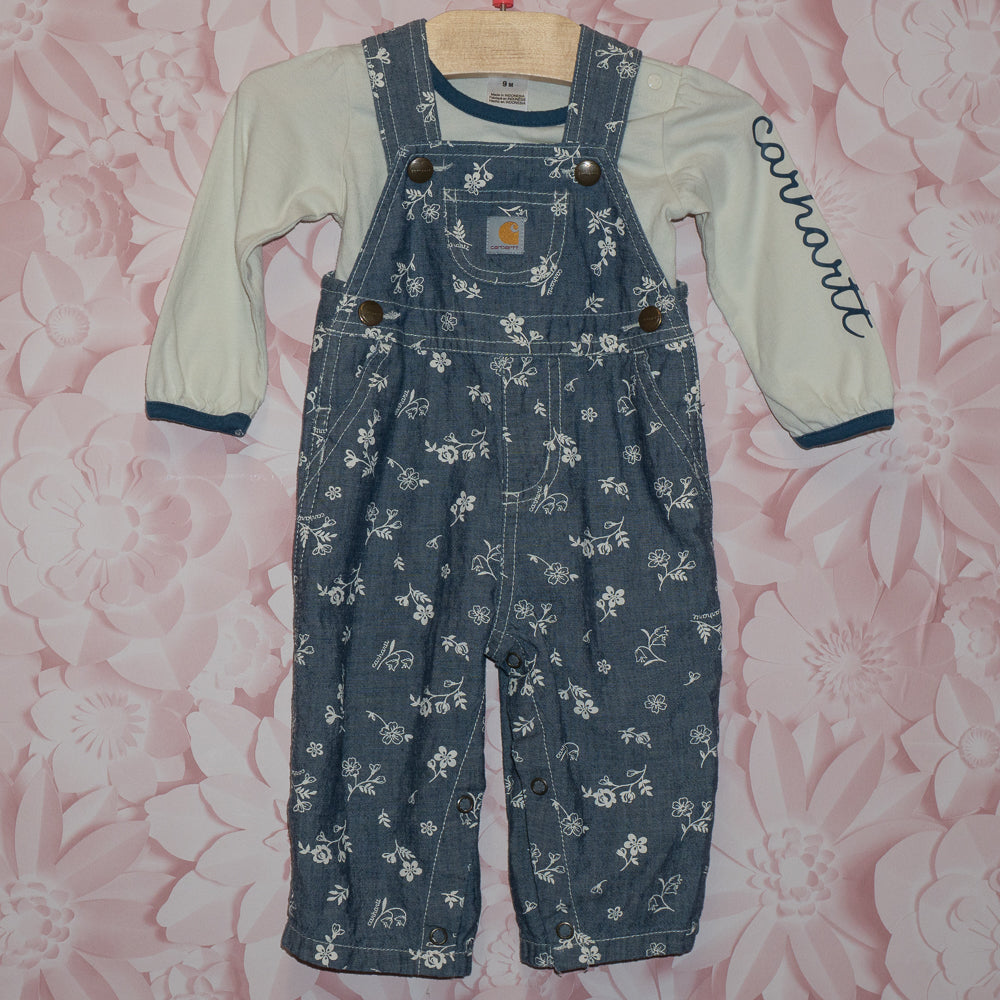 Carhartt Floral Overalls Set Size 9m