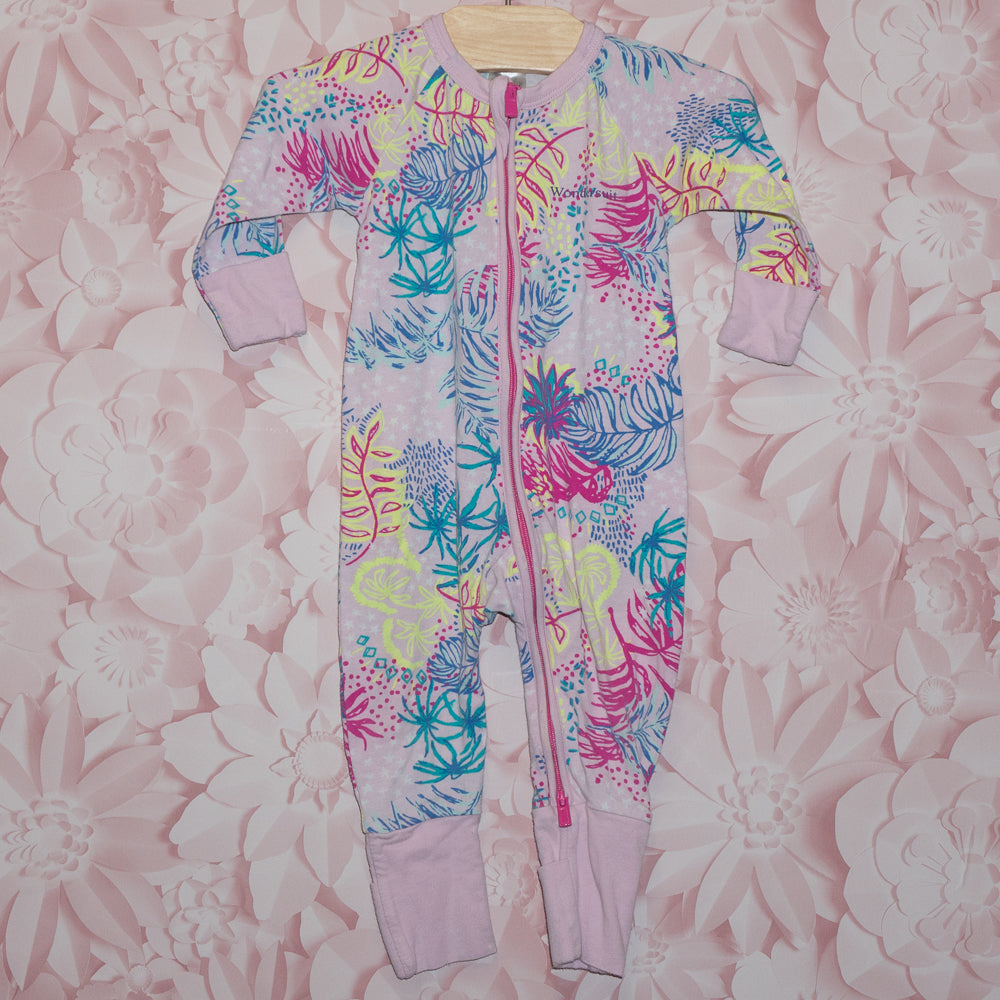 Pink Floral Bonds Wondersuit Size 3-6m