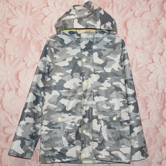 Gray Fleece Lined Camo Raincoat Size 10-12