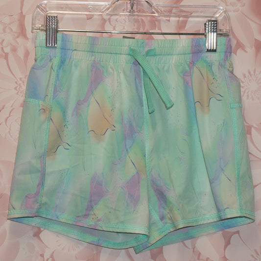 Teal Patterned Athletic Shorts Size 7-8