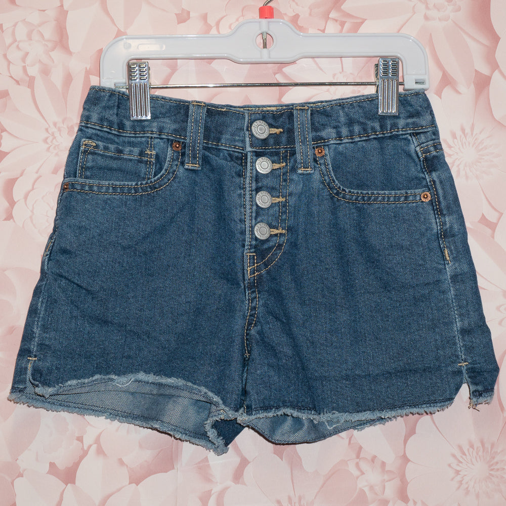 Dark Snap-Fly Denim Shorts Size 8