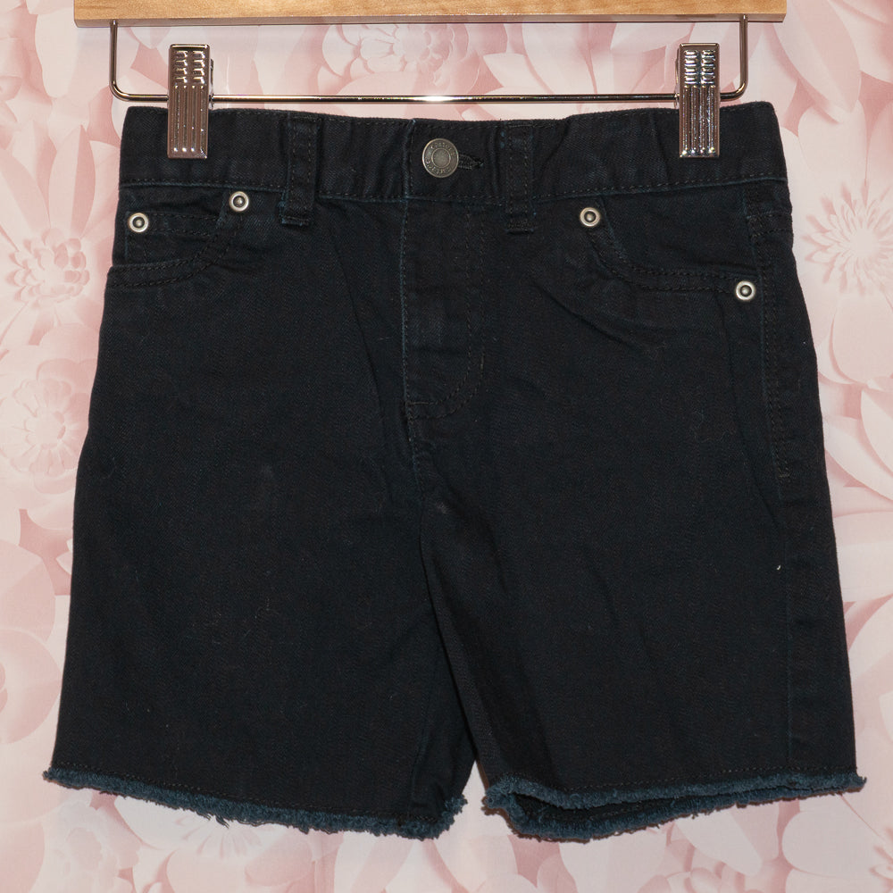 Black Denim Raw Edge Shorts Size 4