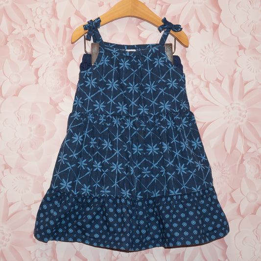 Floral Blue Linen Dress Size 24m