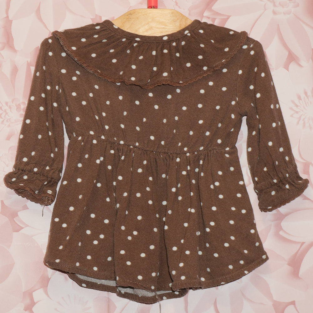 Brown Dotted Dress Size 3-6m