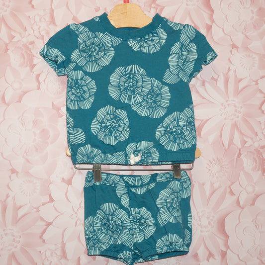 Green Floral Shorts Set Size 24m