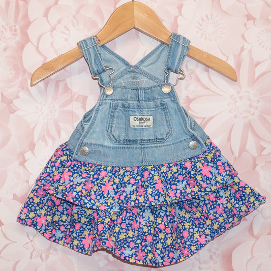 Floral Skirt Overall Dress Size 6m