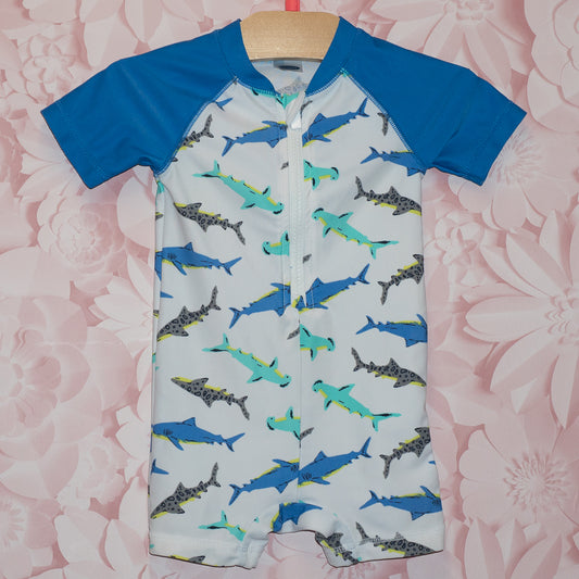Shark Rashguard Swimsuit Size 6-12m