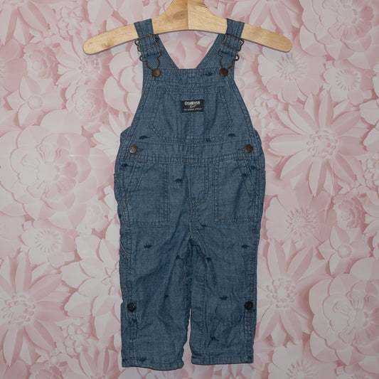 Lightweight Denim Dino Overalls Size 9m