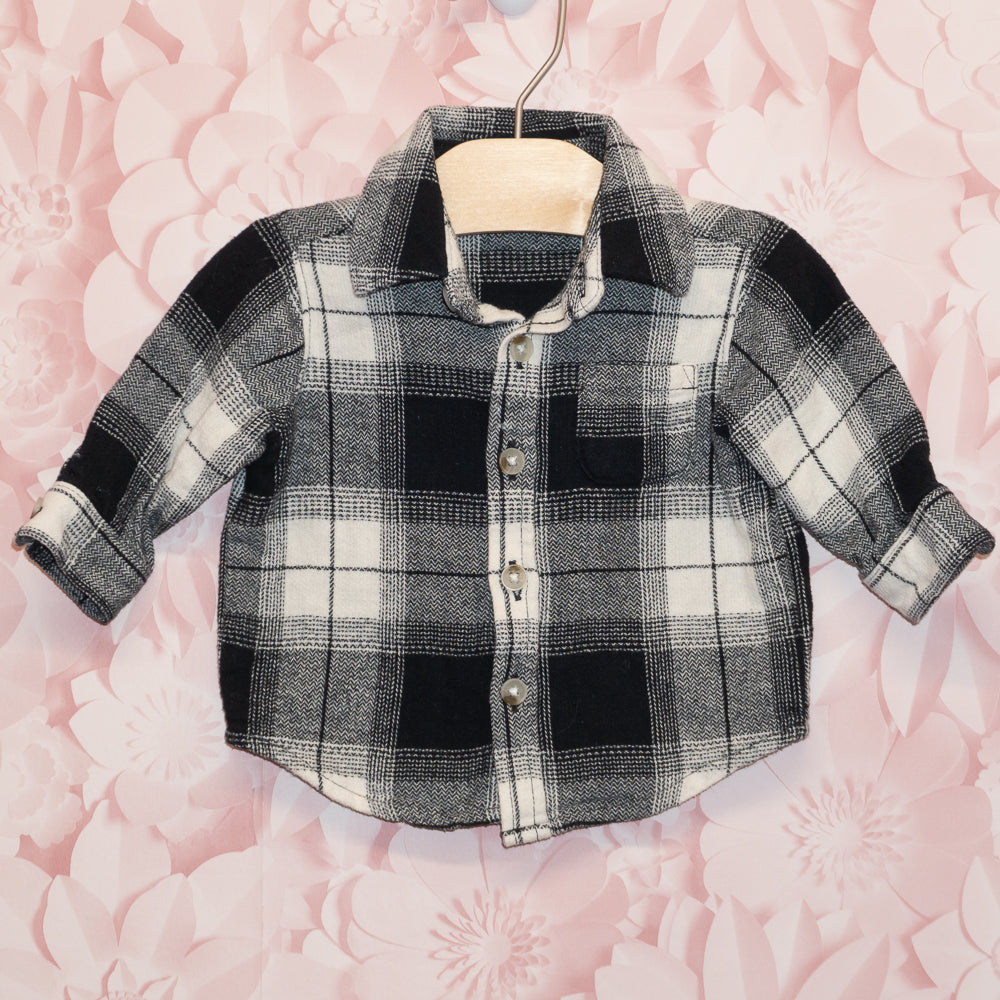 B&W Plaid Flannel Size 0-3m