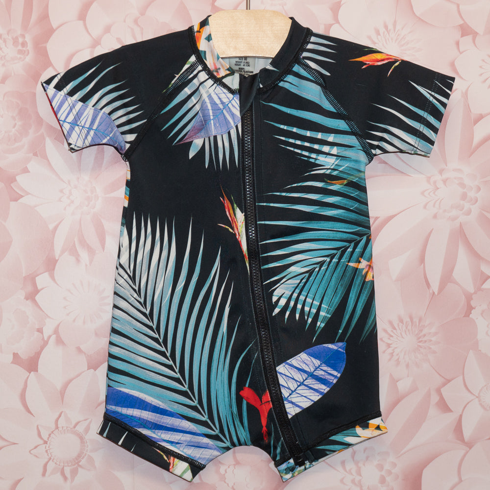 Black Leafy Swimsuit Size 3-6m