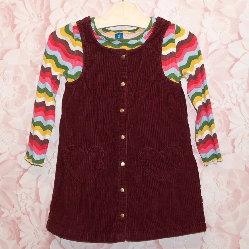 Cord Dress with Wavy Top Size 3T