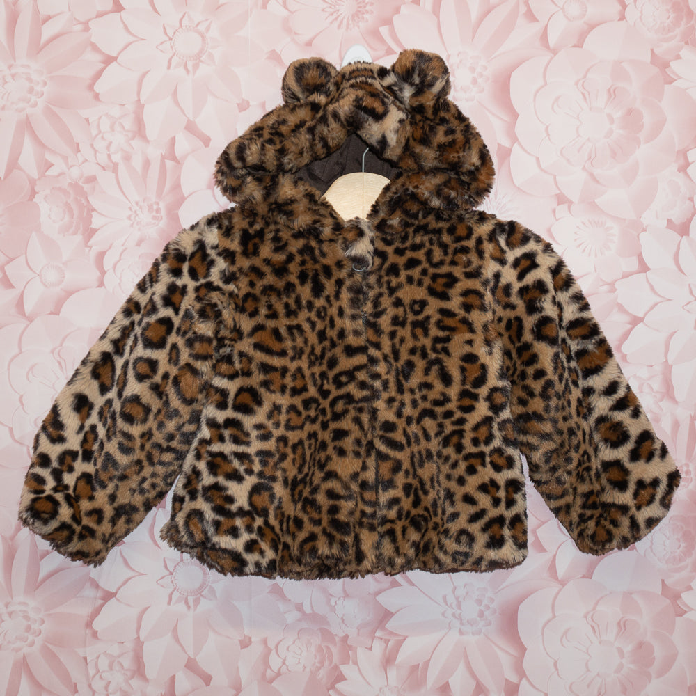 Fuzzy Leopard Print Jacket Size 3T