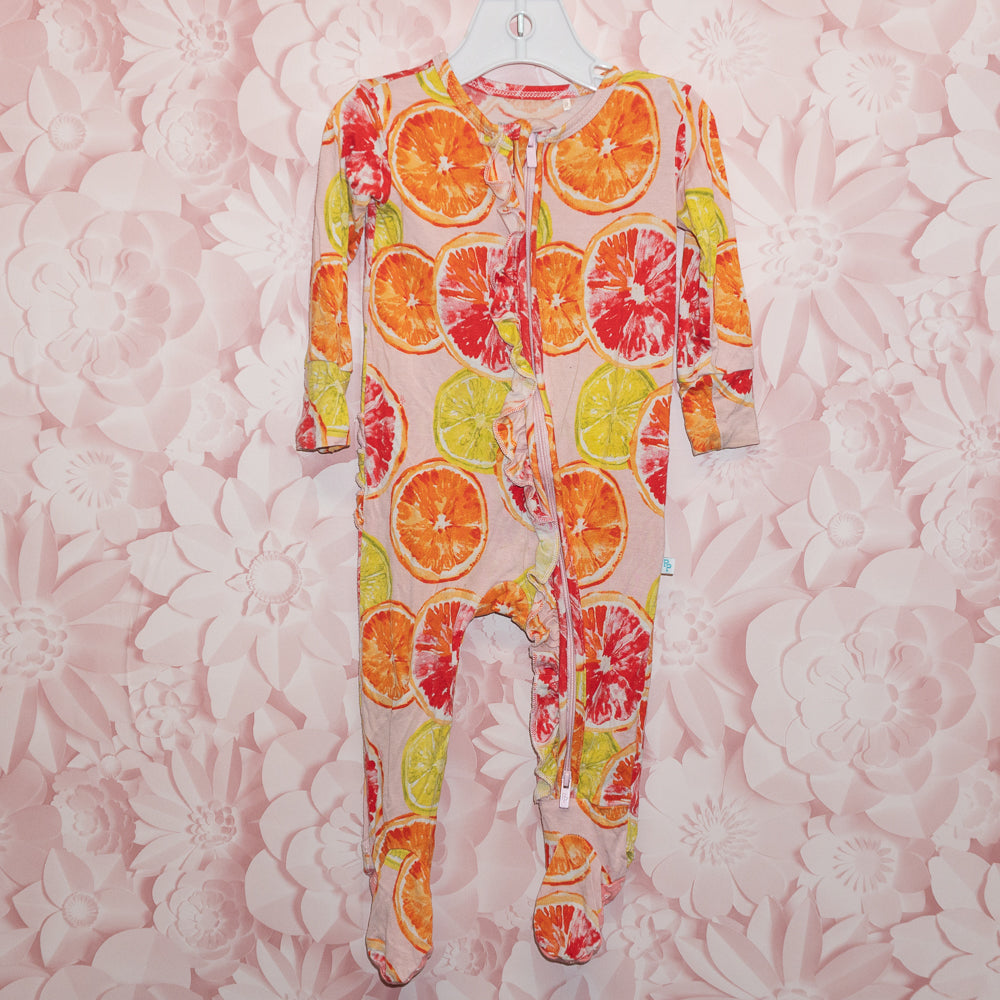 Bamboo Citrus Ruffled Sleeper Size 6-9m