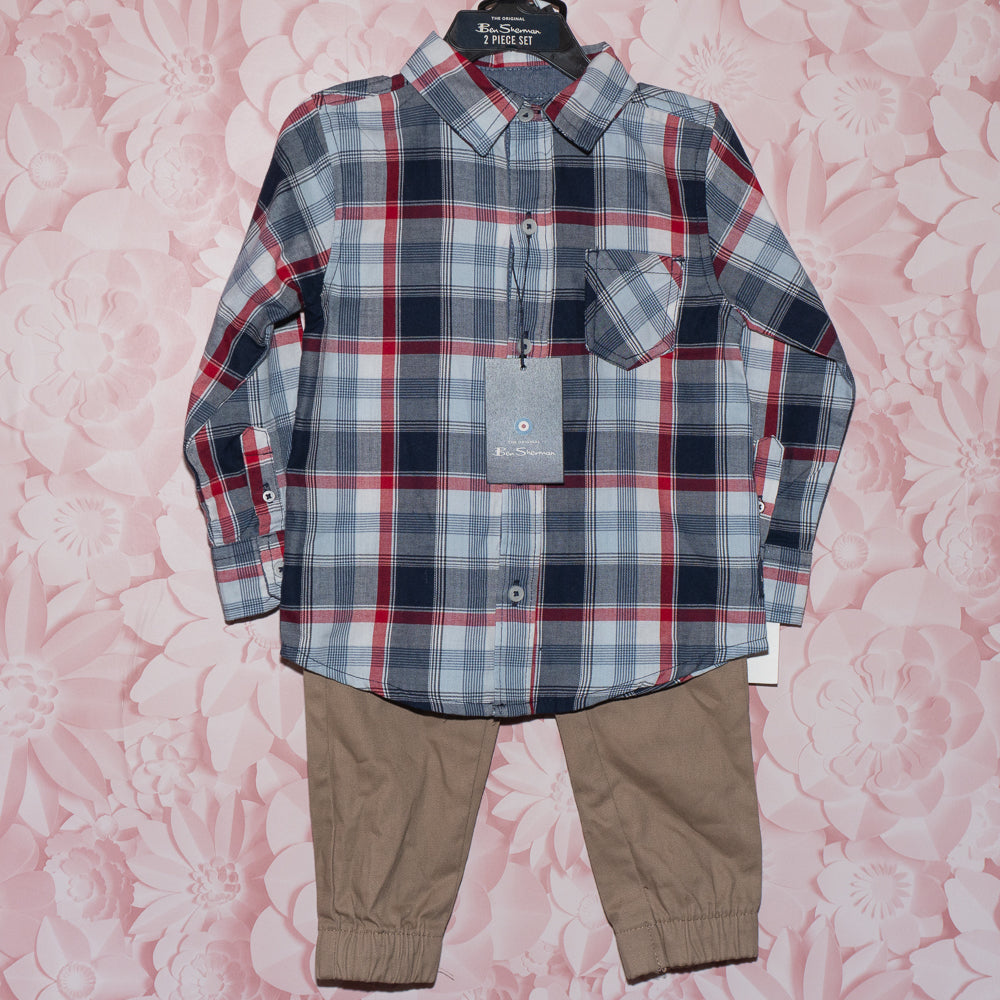 NWT Plaid Shirt Set Size 24m